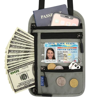 Новый дорожный шейный кошелек с RFID-блокировкой, держатель для паспорта, ID, органайзер для кредитных карт, Мужская женская водонепроницаемая сумка для телефона