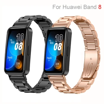 Новый ремешок из нержавеющей стали для Huawei Band 8, Женский мужской металлический браслет для часов, ремешок для замены Huawei Band 8