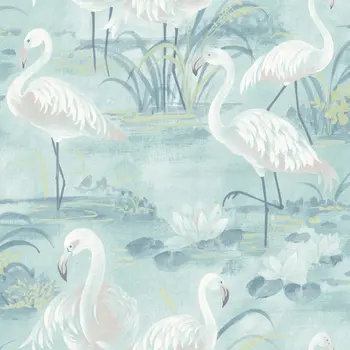 Обои Everglades Aqua Flamingos