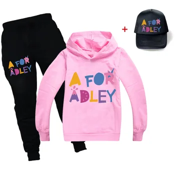 Одежда для мальчиков Adley, Хлопковая детская осенняя футболка, Брюки, Шляпы, Костюм, Подростковый Тонкий спортивный костюм с капюшоном, Толстовка для девочек