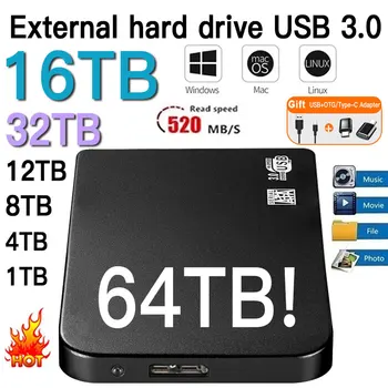 Оригинальный внешний жесткий диск 2 ТБ Высокоскоростной SSD-накопитель 1 ТБ портативный внешний SSD-накопитель Твердотельный жесткий диск для Ноутбука//Mac