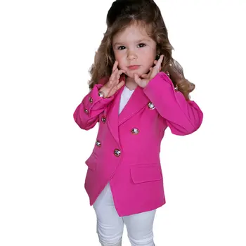 Осенне-зимняя детская куртка, Блейзер для девочек, Пальто, Детская одежда с длинным рукавом Для девочек, Блейзеры на пуговицах, Верхняя одежда, Мода