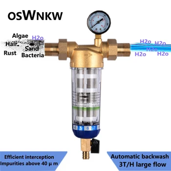 Очиститель предварительного фильтра OSWNKW-05 Для всего дома, Фильтр для очистки воды от отложений, Центральная система предварительного фильтра, Обратная промывка Сетка из нержавеющей стали