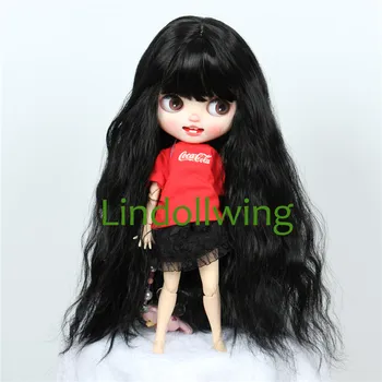 парик Blyth Длиной 9-10 дюймов с длинными вьющимися черными волосами