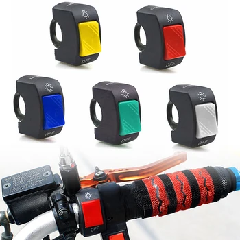 Переключатель включения/выключения руля мотоцикла, кнопочный переключатель 12V, 5 цветов для ATV, Электронный велосипед, Скутер, Мотоциклетный пулевой разъем