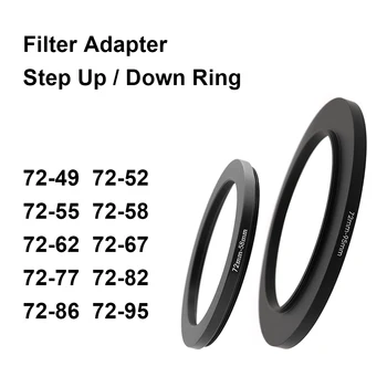 Переходное кольцо для фильтра объектива камеры, повышающее /понижающее металлическое кольцо 72 мм - 49 52 55 58 62 67 77 82 86 95 мм для бленды объектива UV ND CPL и др.