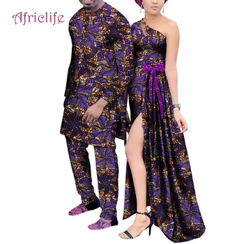 Платье для пары с африканским принтом, мужской костюм и женское платье, подарок на День Святого Валентина, одежда для свадебной вечеринки Wyq936