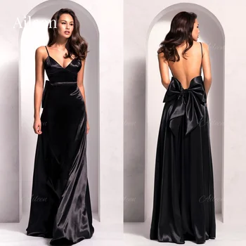 Платья для выпускного вечера Aileen 2023, Атласные Черные Новые Платья для женщин, Свадебное Вечернее Сексуальное Вечернее платье, Длинное Роскошное Платье