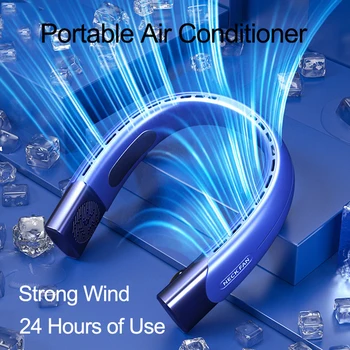 Подвесной вентилятор на шею Емкостью 4000 мАч Портативный Кондиционер Безлопастной Вентилятор USB Перезаряжаемый Охладитель воздуха 5-ступенчатый Электрический вентилятор для занятий спортом