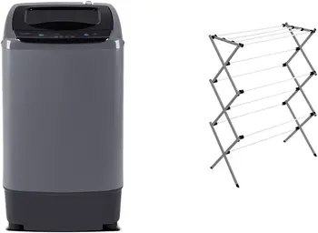 Портативная стиральная машина, компактная стиральная машина 0,9 куб.фута, серая с штативом для сушки белья, 30 фунтов (DRY-02118)