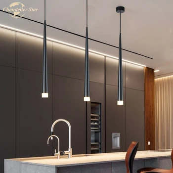 Постмодернистские светодиодные подвесные светильники Nordic Acrylic Cone Алюминиевое Внутреннее Освещение Кухня Спальня Гостиная Лестница Люстра Лампа