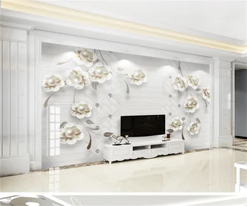 Простой и элегантный легкий роскошный 3D рельеф на заказ фреска цветок ТВ фон украшение стен обои украшение дома живопись
