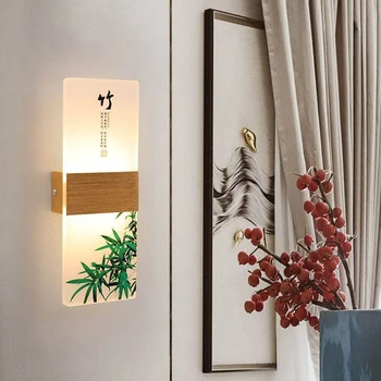 Простой светодиодный настенный светильник, Современное Прикроватное бра для спальни, Декоративные лампы для гостиной в Китайском стиле, настенные светильники для ванной комнаты в Скандинавском стиле
