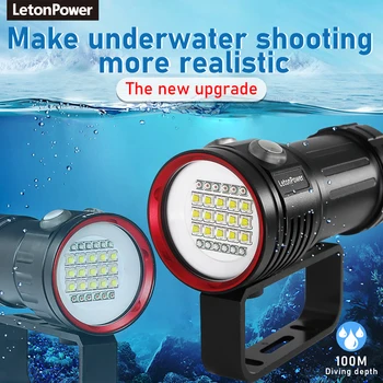 Профессиональный Подводный 27 Светодиодный светильник для фотосъемки, подсветка, 22800 Люмен, фонарик для дайвинга, 100 м, Водонепроницаемая видеокамера, фонарик