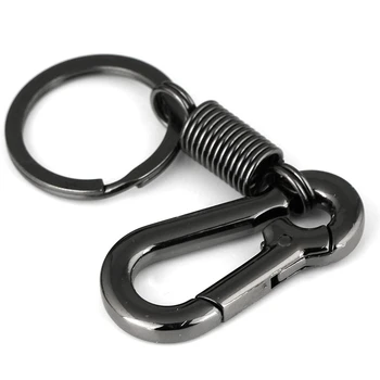 Прочный брелок с карабином, кольцо для ключей, полированный брелок для ключей, Пружинный брелок для деловых ключей, черный