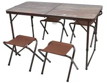 Прочный стол и табуреты из стали и алюминия, Открытые размеры 19,29 