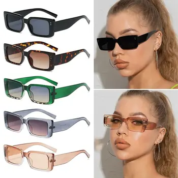 Прямоугольные солнцезащитные очки для женщин, черные ретро-оттенки 90-х, винтажные солнцезащитные очки в маленькой оправе, Модные эстетические солнцезащитные очки Y2K, Очки для очков