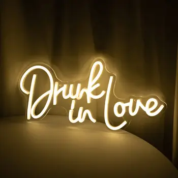 Пьяный в любви Неоновая вывеска на заказ Свадебный светильник с логотипом, помолвка, светодиодные лампы, вечеринка в саду, домашний декор для спальни, подарок