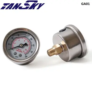 Регулятор давления топливного пресса 1/8 Дюйма NPT, Датчик заполнения жидкостью, измеритель расхода топлива 0-160 фунтов на квадратный дюйм TK-GA01