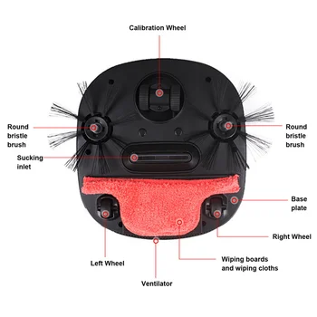 Робот-пылесос Подметальный пылесос Mop Пылесос 3 в 1 Влажный сухой пылесос для дома (черный штекер EU)
