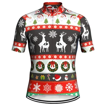 Рождественская Велосипедная Майка, Велосипедная рубашка Santa Cycle, Спортивная одежда для велосипеда, Красный Цвет с коротким рукавом, Куртка для мотокросса в горах, Топ На Новый Год