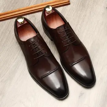 Роскошная брендовая мужская обувь Черного, винно-красного цвета из натуральной кожи, официальная мужская модельная обувь, Офисные Свадебные Оксфордские туфли-дерби Для мужчин