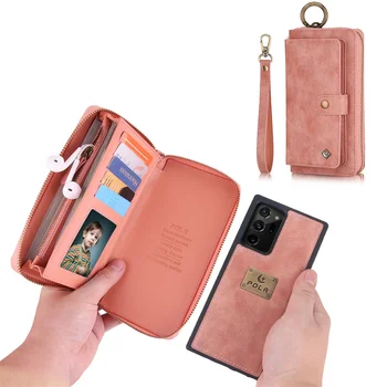 Роскошный Съемный Чехол-бумажник для Samsung Galaxy Note 8/9/10/20 Ultra A52 A72, Кошелек на молнии, Противоударный Карман для карт, Кожаный Чехол