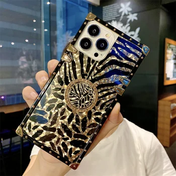 Роскошный Чехол-накладка Leopard Bling с Кольцом-Подставкой Для iPhone 14 13 12 11 Pro Max xs 7 8 Plus Mini