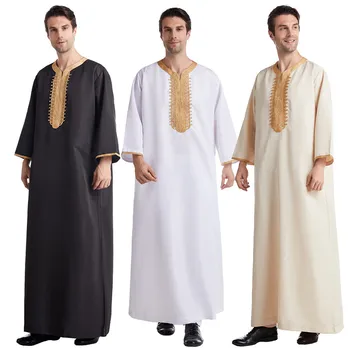 Саудовско-Арабские Мужчины Джубба Тобе Мусульманское Арабское Платье Дишдаша Туб Халат Кафтан Традиционная Джубба Исламская Одежда Абайя Ид Рамадан