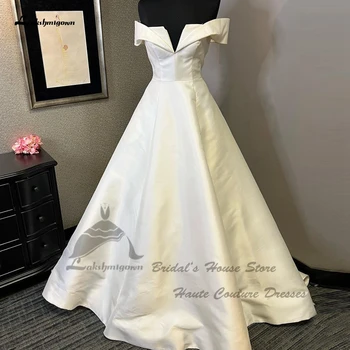 Свадебное платье Lakshmigown Princess Bridal с открытыми плечами, Мягкие атласные свадебные платья трапециевидной формы Vestido de Noiva 2023