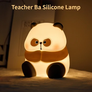 Светодиодный ночник с мультяшной пандой, USB перезаряжаемый сенсорный выключатель, прикроватный декор, силиконовый ночник, лампа для защиты глаз, подарки для детей