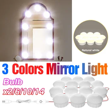 Светодиодный светильник для зеркала для макияжа, USB-Лампы для туалетных столиков, Зеркала для ванной комнаты, светильники для украшения спальни, комод, светодиодный ночник