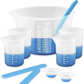 Силиконовые чашки из смолы с силиконовыми чашками объемом 600 и 100 мл, силиконовыми палочками для перемешивания, инструментом для перемешивания