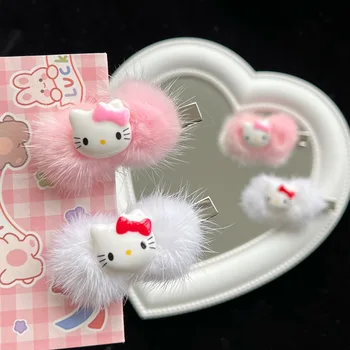 Симпатичная аниме Kawaii Hello Kitty Японская Плюшевая Заколка Для Волос Мягкая Милая Девушка Мультяшный Зажим для Волос Аксессуары для Купания