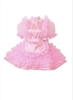 Сисси Горничная, атласное розовое платье из Органзы, костюм для косплея, сшитый на заказ
