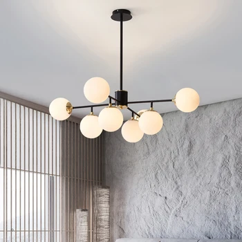 Скандинавская светодиодная люстра для гостиной, спальни, кухни, современный золотой стеклянный шар, молекулярный потолочный подвесной светильник, светильник