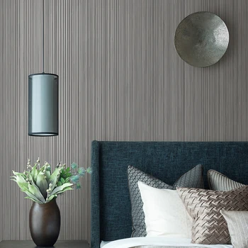 Скандинавские обои в вертикальную полоску чистого цвета, обои для спальни, гостиной, нетканые, несамоклеющиеся, современный минималистичный серый