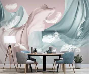 Скандинавское элегантное шелковое перо 3D трехмерный абстрактный фон украшение дома настенная роспись на заказ обои настенная живопись