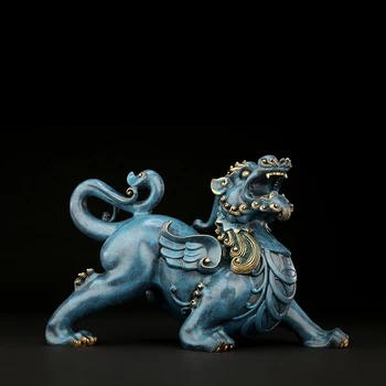Скульптура талисмана из чистой меди Pi Xiu, статуя китайского мифического животного, счастливые украшения, высококачественные аксессуары для украшения дома