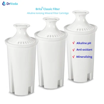 Сменный картридж для фильтра с щелочным ионизирующим фильтром Brita Classic Filter, 3 упаковки - Подщелачиватель pH для воды, фильтр-кувшин, очиститель