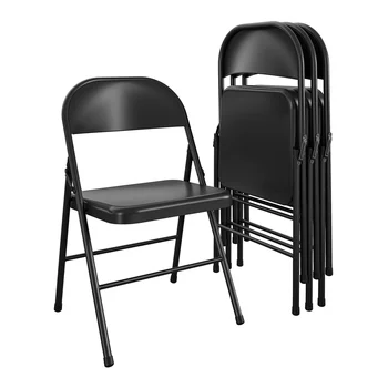 Стальной складной стул (4 упаковки), черные стулья