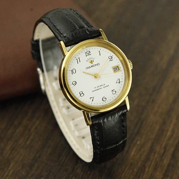 Старинные часы Мужские Механические наручные часы Shanghai с ручным заводом 33 мм Антикварные часы Женские Ретро бриллиантовые Брендовые часы с календарем