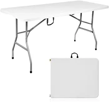 Стол 6 футов портативный сверхпрочный пластиковый 6 футов Универсальный складной стол Пластиковый обеденный стол в помещении на открытом воздухе для кемпинга и вечеринок,