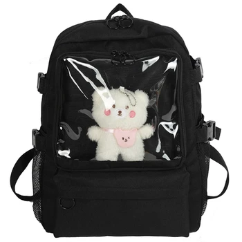 Сумка-рюкзак для девочек-подростков, школьный рюкзак, Женский студенческий нейлоновый повседневный рюкзак с несколькими карманами, Прозрачные рюкзаки
