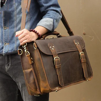 Сумки-портфели из натуральной кожи, кожаная сумка для мужчин, офисные сумки для мужчин, кожаная сумка для ноутбука 17