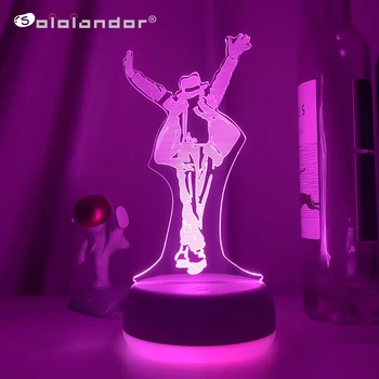Танцующая фигурка Майкла Джексона Светодиодный Ночник 3d Иллюзия, Меняющий цвет, Ночник для украшения дома, Прикроватная настольная лампа, подарок