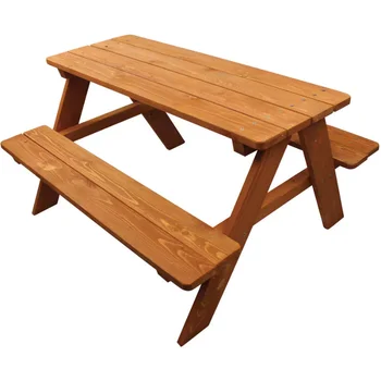 Товары для дома Детский деревянный стол для пикника, коричневый стол для кемпинга, портативный стол 35,00x30,50x20,00 Дюймов
