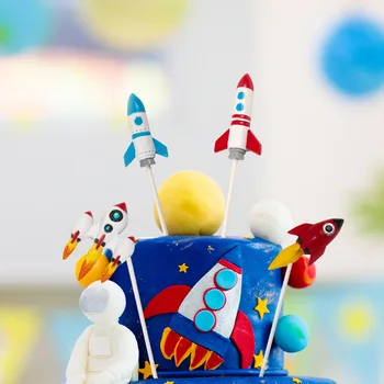 Топпер Для Торта CYUAN Space Rocket Серии Space Universe, Топперы Для Торта Для Космического Дня Рождения, Украшение Торта Для Детского Дня Рождения
