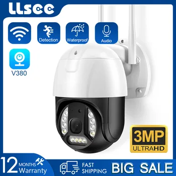 Уличная камера LLSEE v380 pro, PTZ, камера видеонаблюдения WiFi, IP-мониторинг безопасности, HD 5 Мп, инфракрасное ночное видение, двусторонняя связь