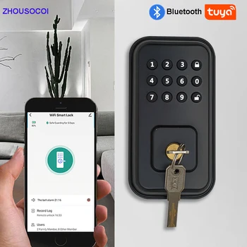 Умный дверной замок Tuya с цифровой клавиатурой Bluetooth, паролем от приложения, механическим ключом для разблокировки, бытовой электронный дверной замок без ключа